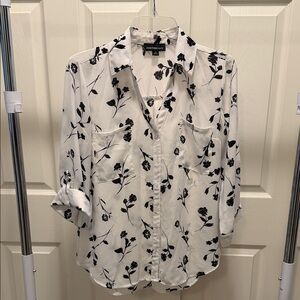 Black and White Floral Button-Up Shirt